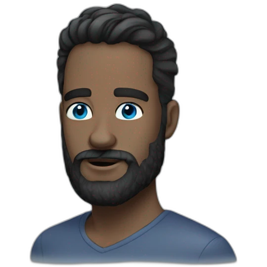 beard man black hair blue eyes emoji