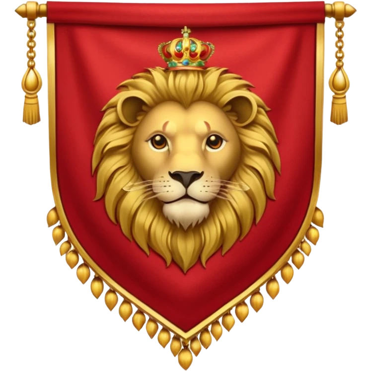Lion Banner — red cloth + gold crest emoji