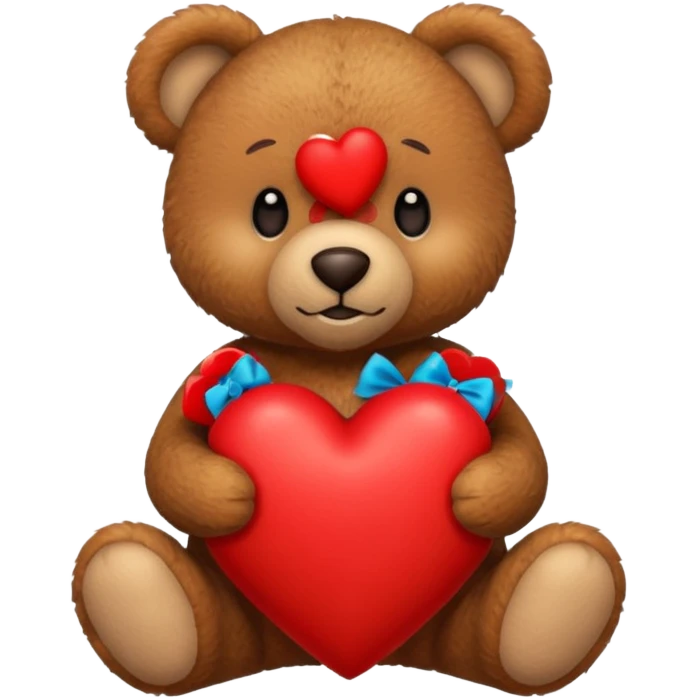 brown teddy bear hold red heart emoji