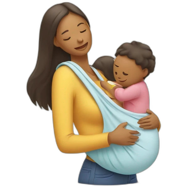 Mother carrying her baby in babycarrierwith face of the baby towards her emoji