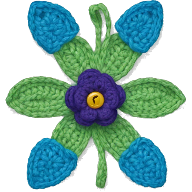 Blue crochet flower emoji