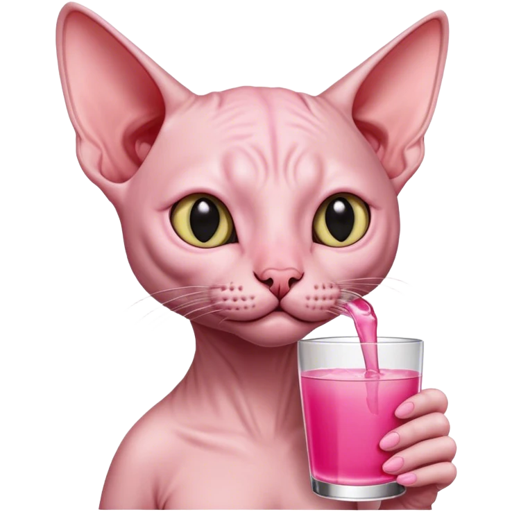 Naked cat sipping a drink emoji