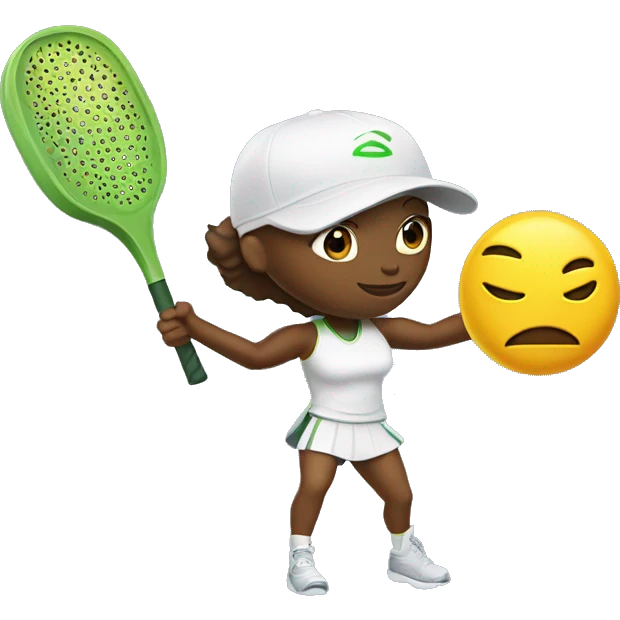 Tess with pickleball paddle superhero  emoji