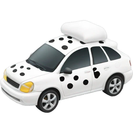 White car with black dots with bow emoji