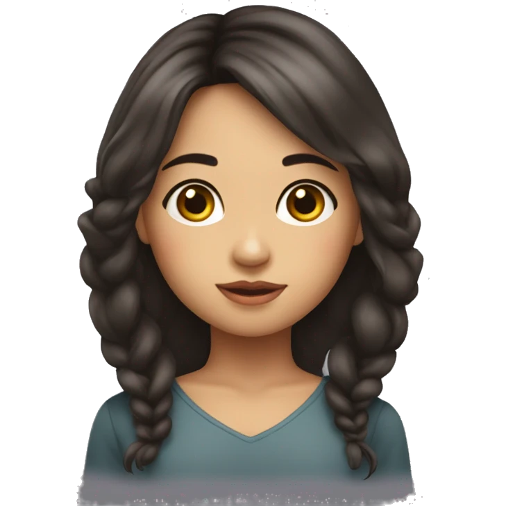 niña cabello lacio con ojos y pestañas grandes con moño cuerpo completo emoji
