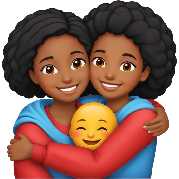 Two black girls hugging  emoji