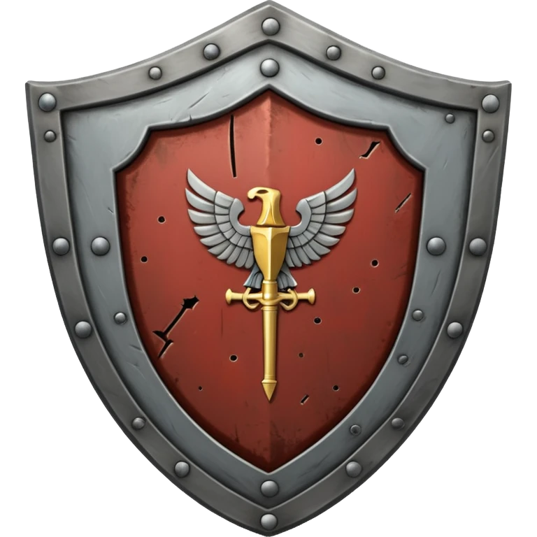 a steel shield with engraved roman numerals for zero—looks battle worn emoji