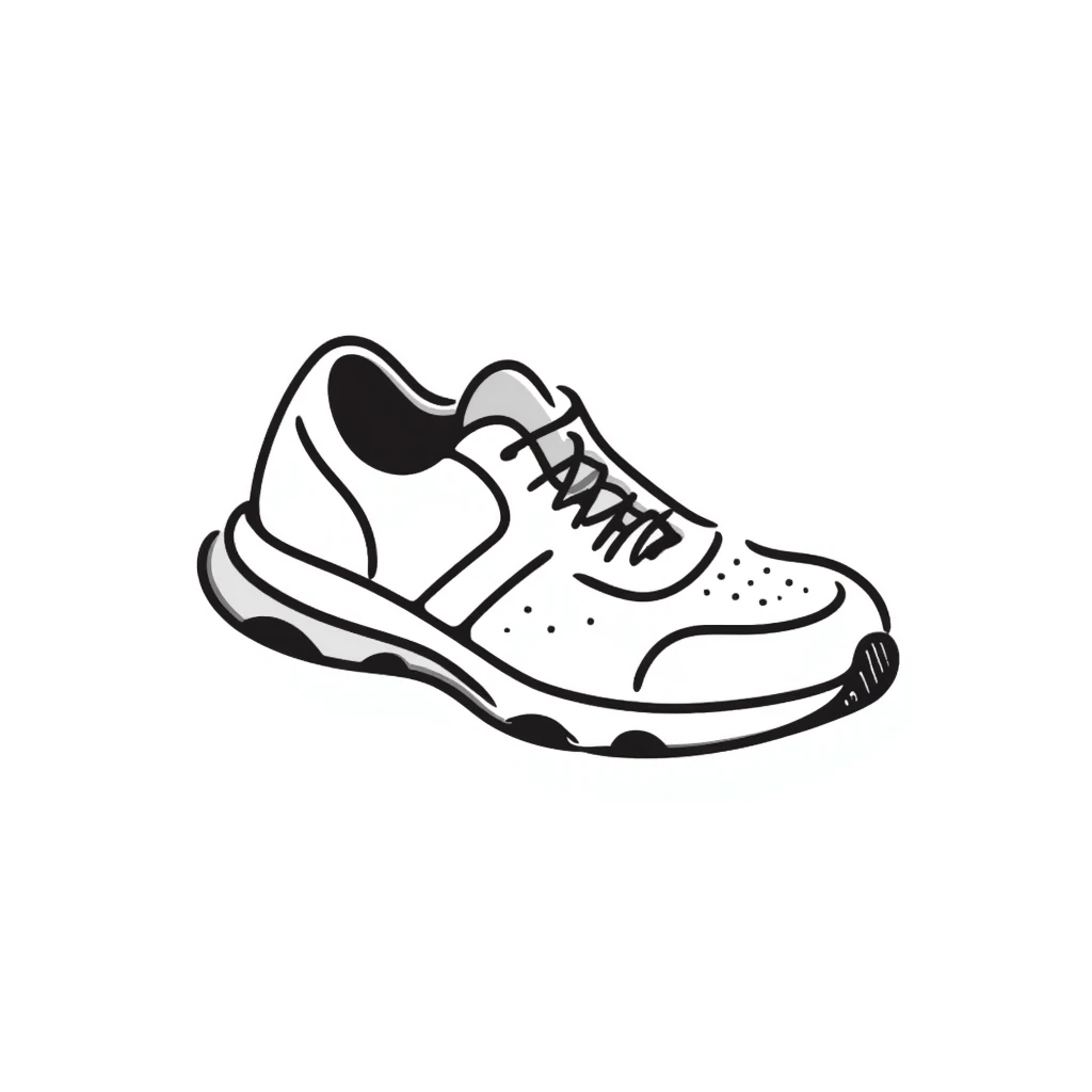 Athletic running shoes/sports shoes in pastel colors (dd9fb0, ffc6d3, a3bfc9, c4bee2, f1b091), hand-drawn doodle style emoji