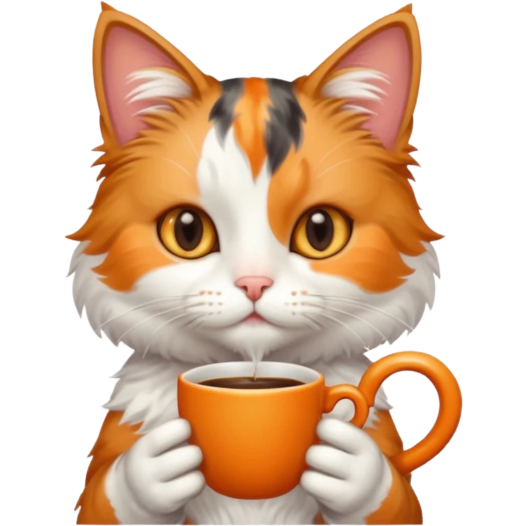 A cute cat drinking coffee emoji