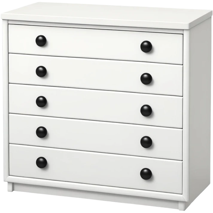 A sleek white 6-drawer on top of the other chest with round black knobs — with minimalist charm. ikea inspire emoji