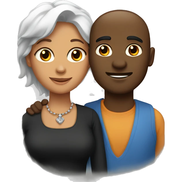 Casal homem negro e mulher branca emoji
