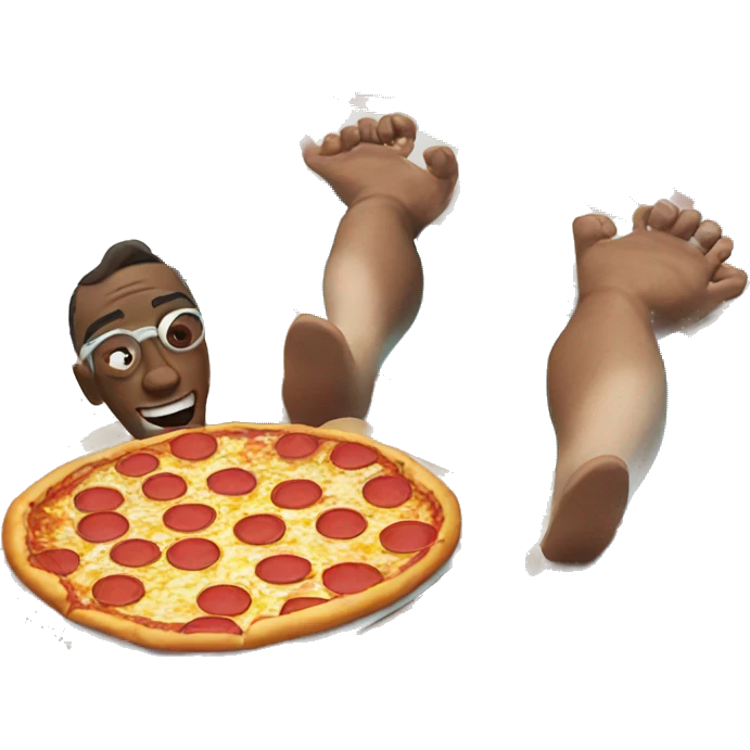 A man eating pizza in a swimming pool emoji