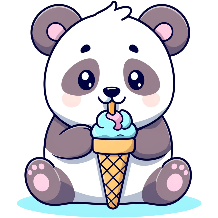 Panda eating ice cream emoji