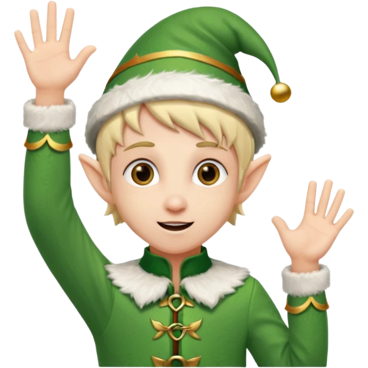 DUENDE NAVIDEÑO CON MANOS ARRIBA ANIMANDO emoji