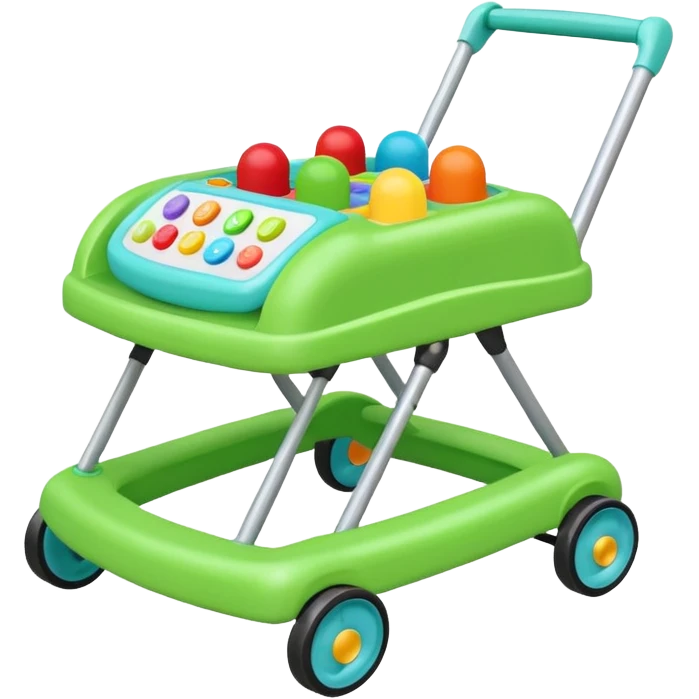 green baby walker with toys on it emoji