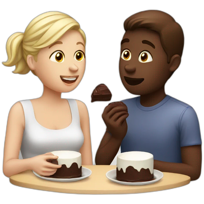 white couple eating chocolat emoji