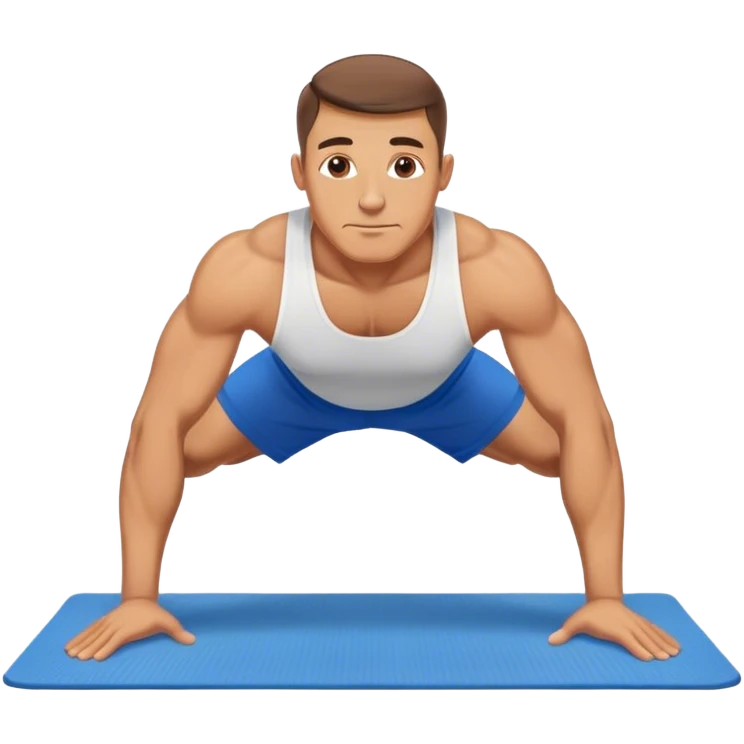 buff man blue shorts doing plank exercise on yoga mat emoji