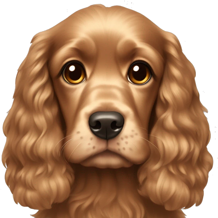 “Miele-colored Cocker Spaniel and a girl with long brown hair, brown eyes, and a rosy face.” emoji