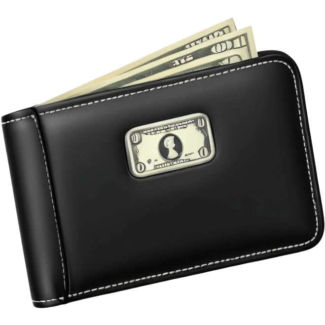 black wallet with a single one dollar bill inside, just one dollar emoji