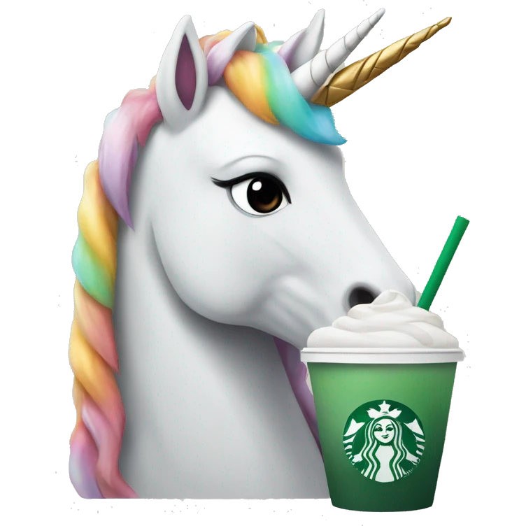 Unicorn with starbucks emoji