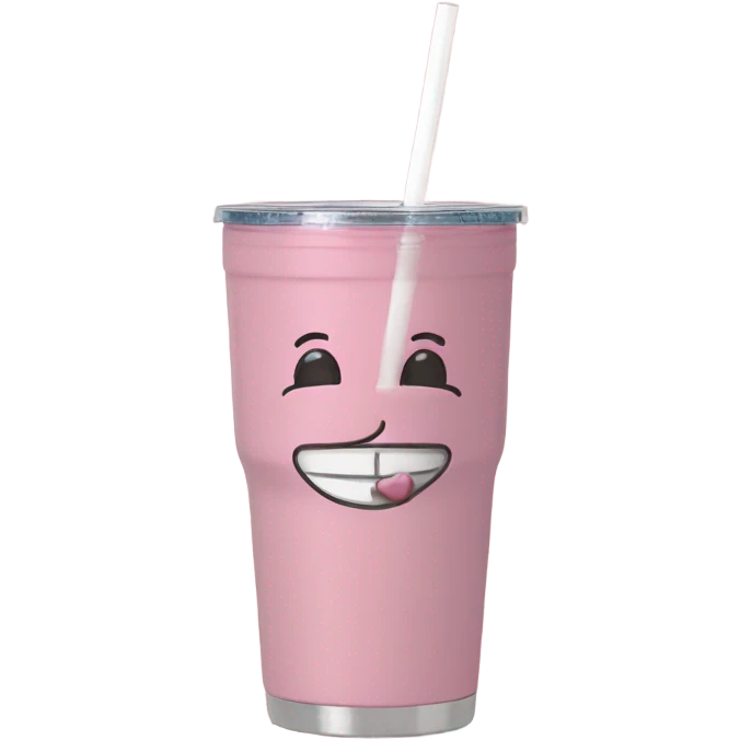 Light pink 40 oz tumbler with handle and straw emoji