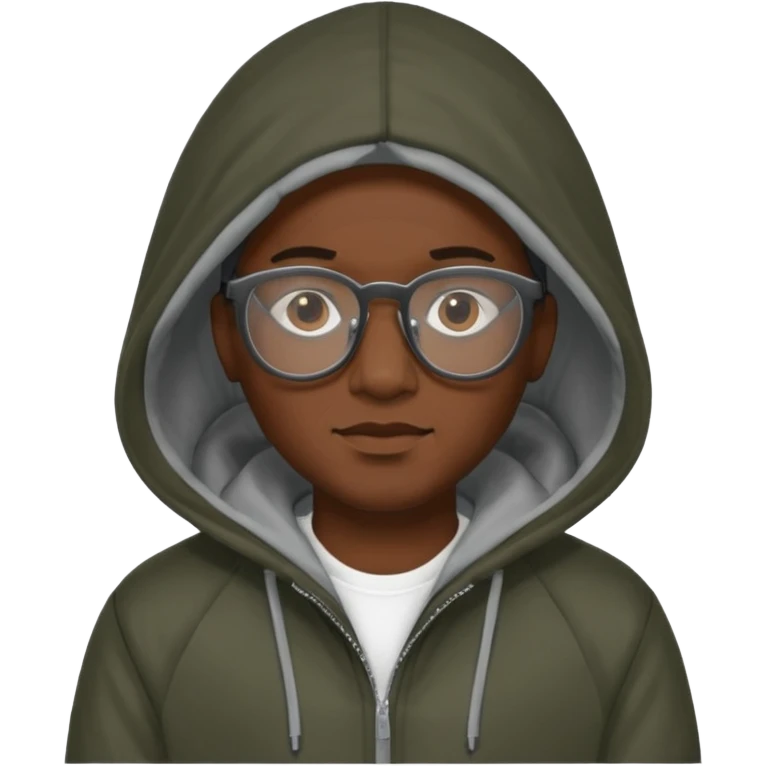 black man in hooded jackets and glasses emoji