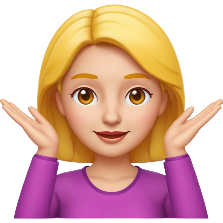 Apple-style 3D emoji of a cartoon woman with both hands placed at the sides of her forehead, as if pointing or highlighting the forehead area, cheerful and clear expression, colorful emoji style, no background. emoji