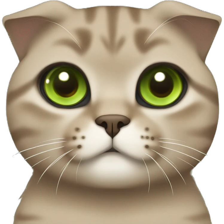 brown scottish fold cat with green eyes  emoji