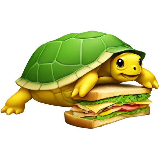 Yellow Turtle eating a big sandwich emoji