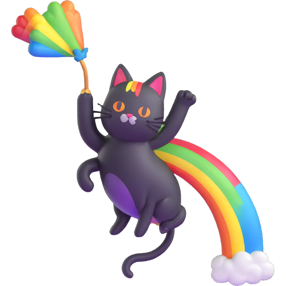 flying cat pooping rainbows emoji