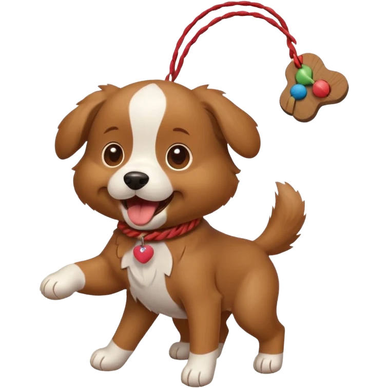 dog playing with a string toy emoji