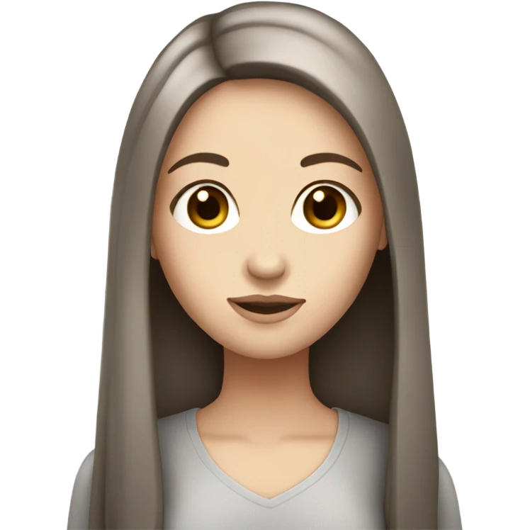 White girl with Grey eyes and long brown straight hair emoji