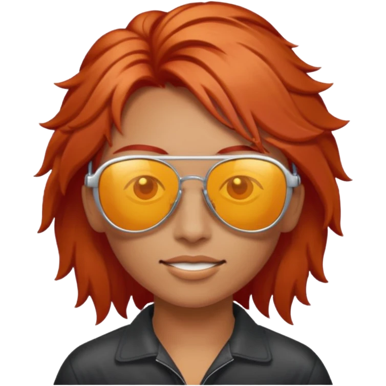 red-haired person wearing solar sunglasses, minimal details emoji