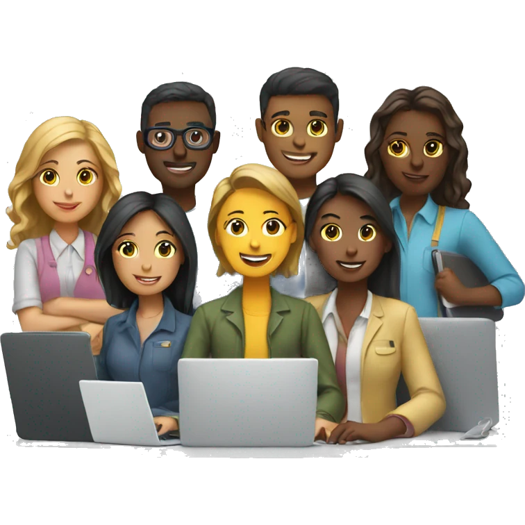 people working on laptops together emoji