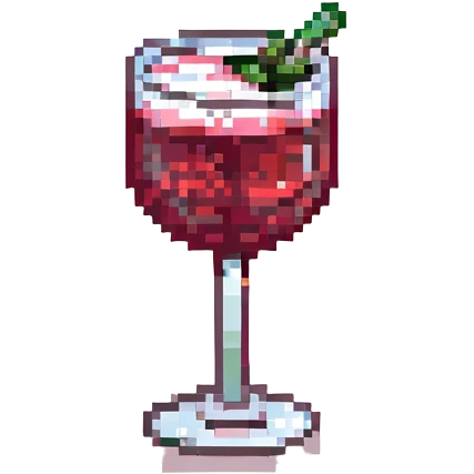 cocktail glass with burgundy-colored drink emoji