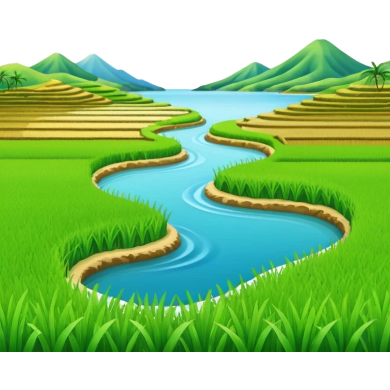 Make an emoji of a landscape with the sea and rice fields emoji