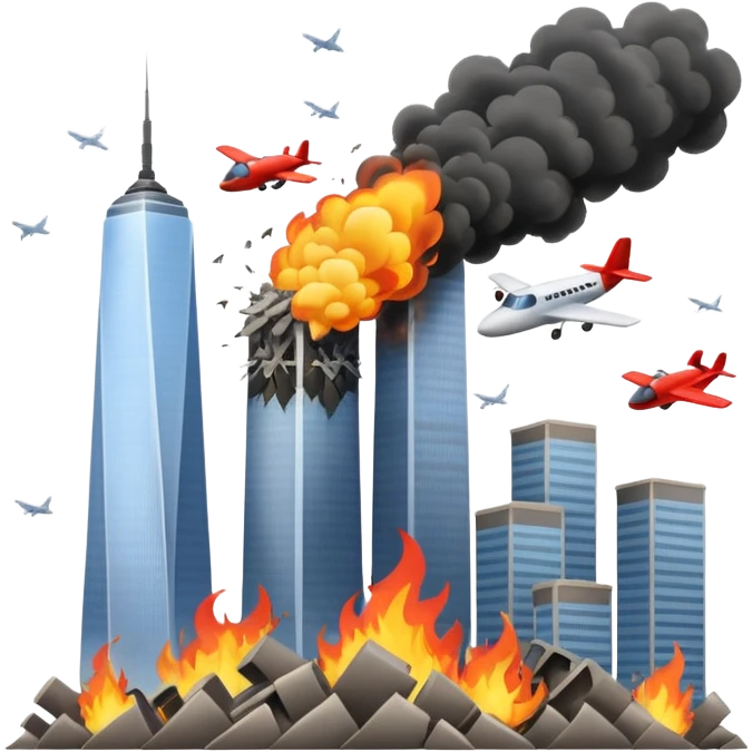 Plane flying into twin towers emoji