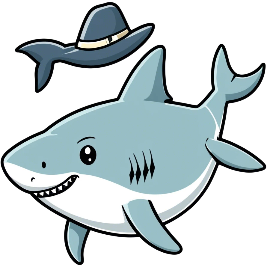 Shark with a top hat emoji
