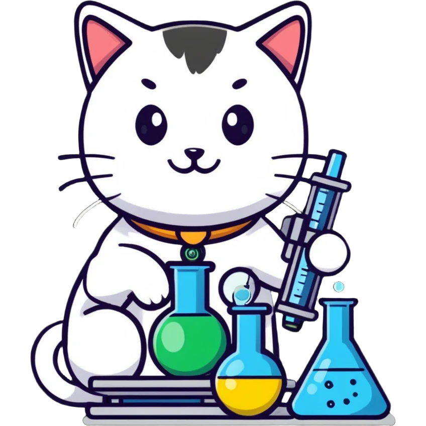 cat scientist smiling with science equipment emoji