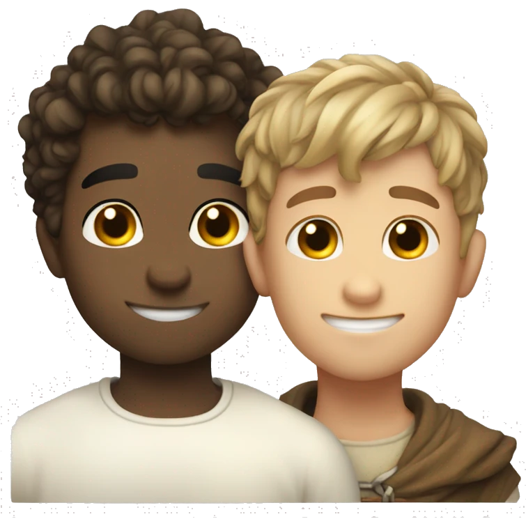 A boy angel and a boy ogre in love emoji