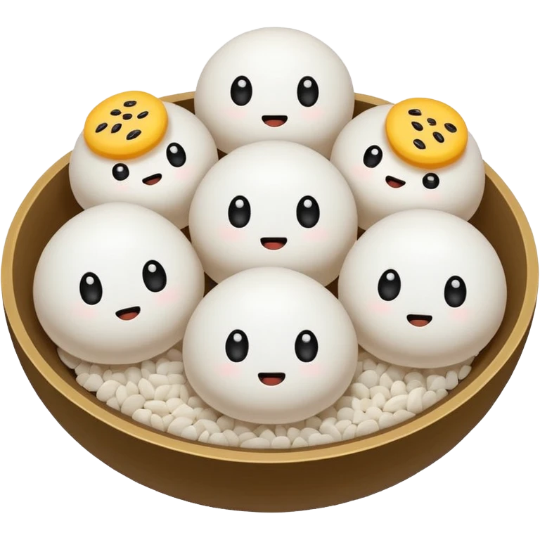 black sesame seeds inside center of each small glutinous rice balls emoji