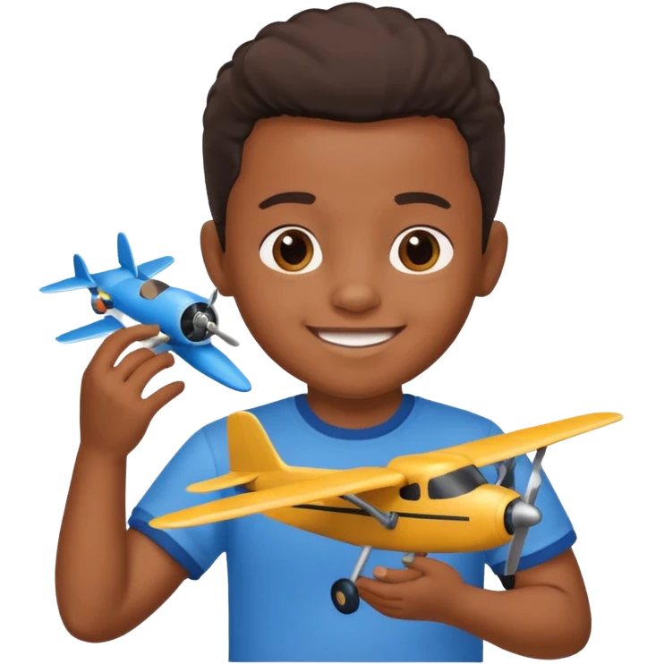 black child playing with plane emoji