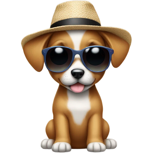 Puppy with hat and sunglasses emoji