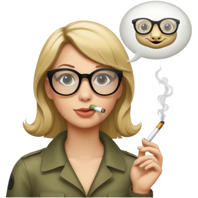 can you create a sneaky bitch SNAKE with big glasses smoking a cigarrette? the SNAKE needs to have dirty blonde hair
can you add a text baloon saying "YADA YADA" emoji