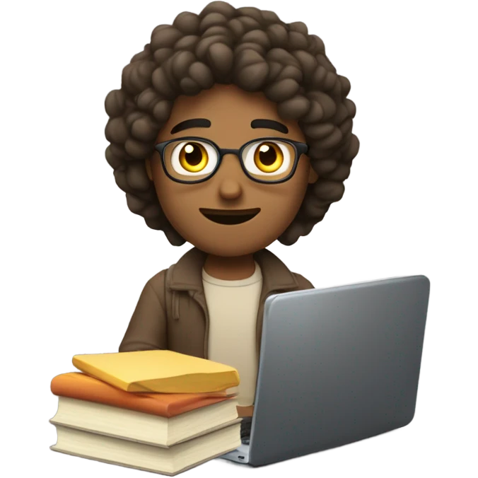 Indian guy with slightly curly hair in computer science emoji