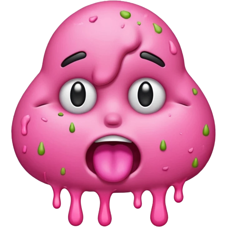 A vomiting emoji with pink vomit emoji