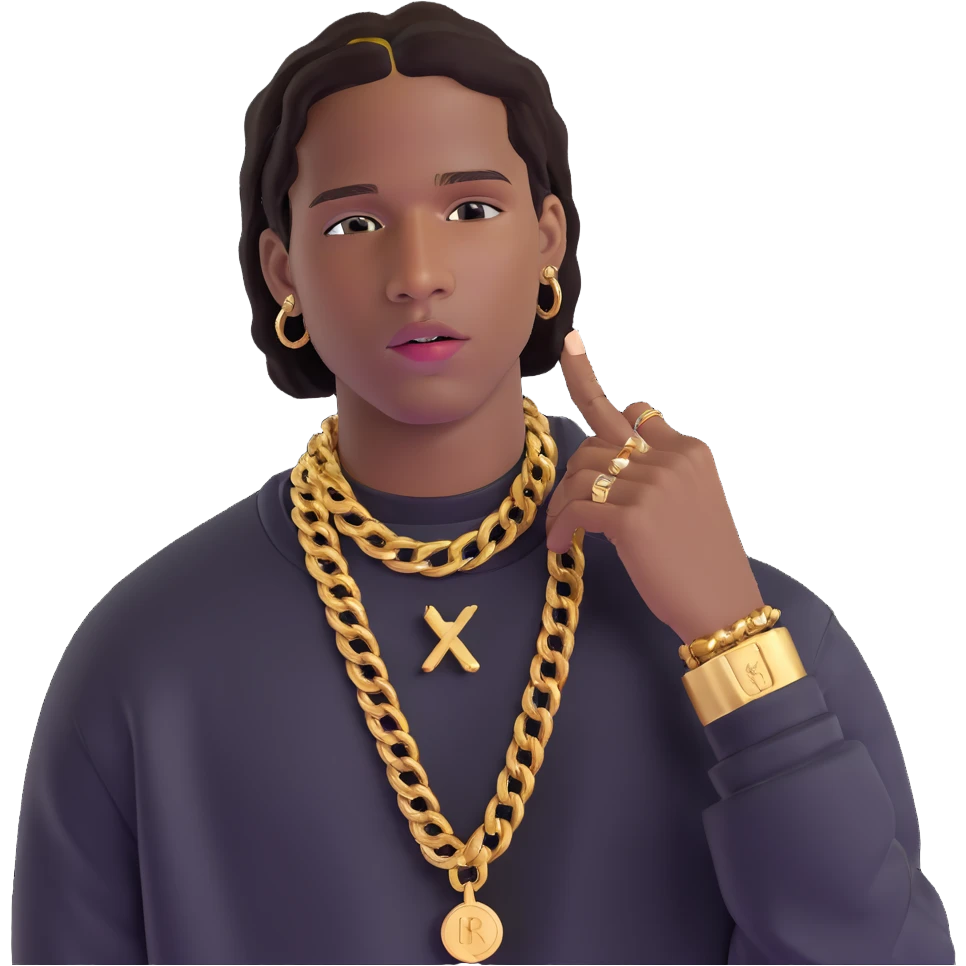 ASAP Rocky with gold grills and designer clothes emoji