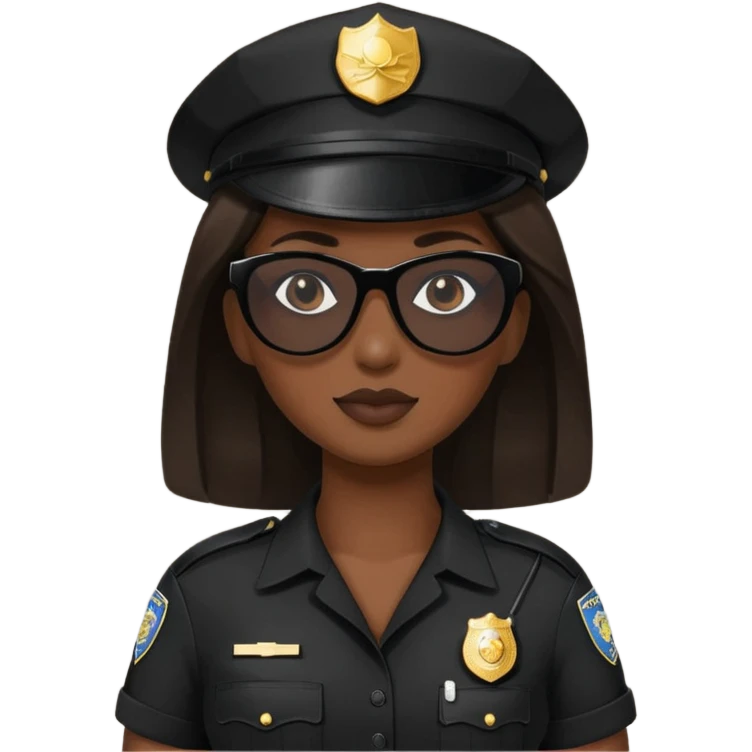 woman police wearing black dress with sun glasses emoji