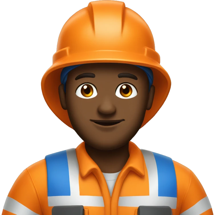 the oilman in orange uniform and blue helmet emoji
