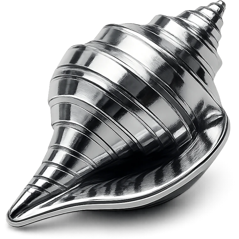 chrome conch shell with layered ridges, shiny and futuristic emoji